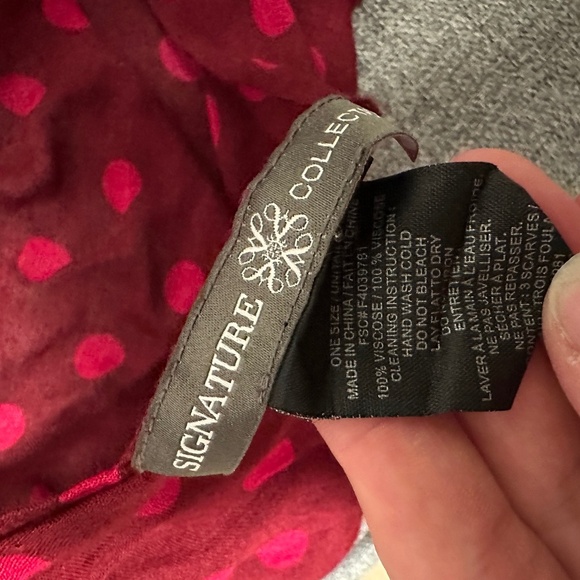 *POLA* Red x Pink Polka Dot Fashion Scarf - Picture 4 of 5